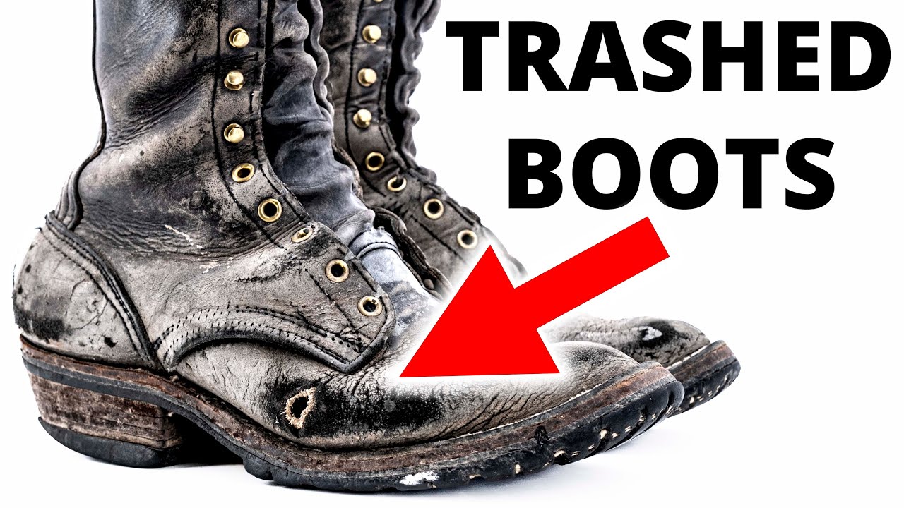 Work Boot Restoration 30 Year Old Handmade Leather Boot Restoration