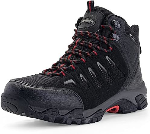 SHULOOK Men's Waterproof Hiking Boots Non-Slip Lightweight Outdoor Mid Top Ankle Boot Breathable Hiker Work Trekking Shoes