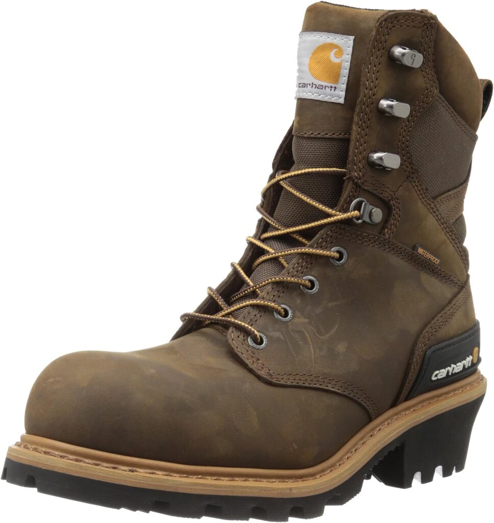 Carhartt Mens 8 Waterproof Composite Toe Leather Logger Boot CML8369