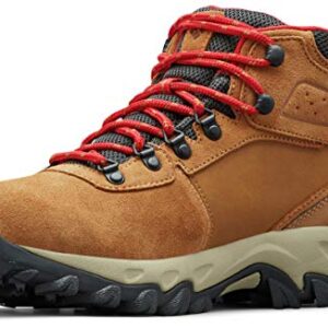 Columbia Men's Newton Ridge Plus II Suede Waterproof Boot, Breathable with High-Traction Grip,elk/mountain red,13