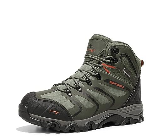 NORTIV 8 Men's Ankle High Waterproof Hiking Boots Outdoor Lightweight Shoes Trekking Trails Armadillo,Size 11,Army/Green/Black/Orange,160448_M