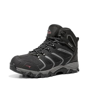 NORTIV 8 Men's Ankle High Waterproof Hiking Boots Outdoor Lightweight Shoes Trekking Trails Armadillo,Size 10.5,Black/Dark/Grey,160448_M