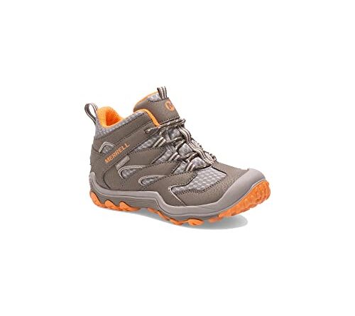 Merrell Chameleon 7 Access MID WTRPF Hiking Boot, Gunsmoke/Orange, 6 US Unisex Big Kid