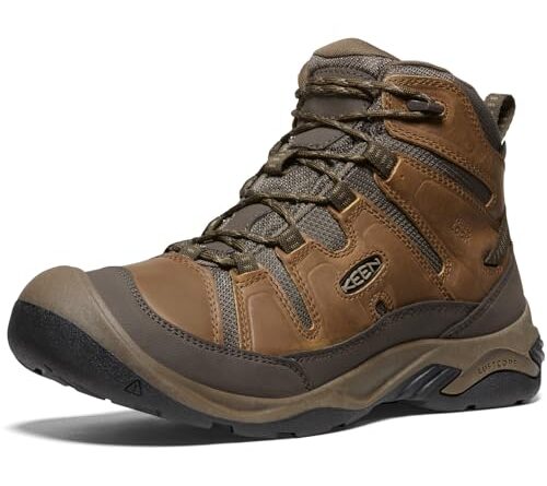 KEEN Men's Circadia Mid Height Comfortable Waterproof Hiking Boots, Bison/Brindle, 10 US