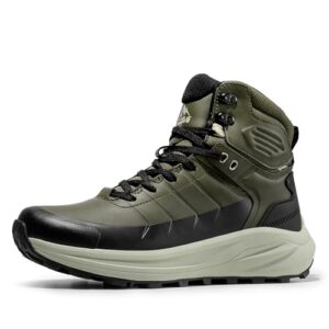 NORTIV 8 Men's Waterproof Hiking Boots Lightweight Non-Slip Outdoor Ankle Trekking Boots,Size 11,Army Green,SNHB241M