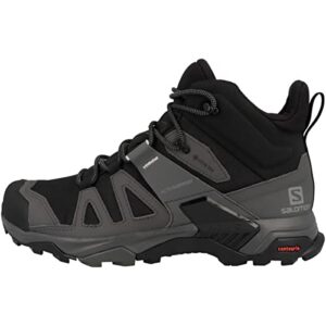 Salomon X Ultra 4 MID Gore-TEX Hiking Boots for Men, Black/Magnet/Pearl Blue, 10 Wide