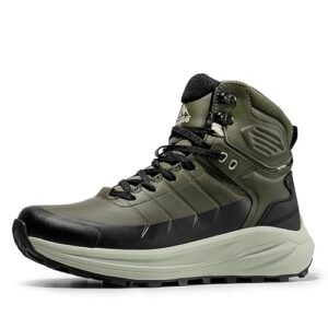 NORTIV 8 Men's Waterproof Hiking Boots Lightweight Non-Slip Outdoor Ankle Trekking Boots Army Green Size 10 SNHB241M