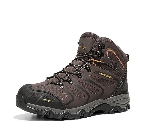 NORTIV 8 Men's Ankle High Waterproof Hiking Boots Outdoor Lightweight Shoes Trekking Trails Armadillo,Size 14,Brown/Black/TAN,160448_M