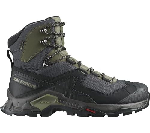 Salomon Men's QUEST ELEMENT GORE-TEX Leather Hiking Boots for Men, Black / Deep Lichen Green / Olive Night, 11