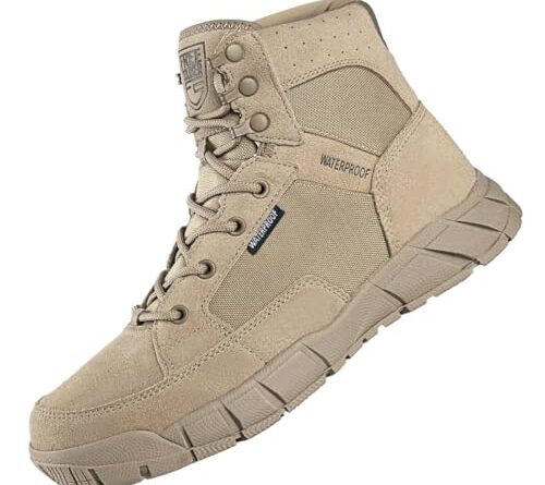 FREE SOLDIER Waterproof Hiking Work Boots Men's Tactical Boots 6 Inches Lightweight Military Boots Breathable Desert Boots (Tan, 10.5)