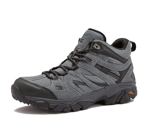 HI-TEC Ravus WP Mid Waterproof Hiking Boots for Men, Lightweight Breathable Outdoor Trekking Shoes - Dark Grey, 13 Medium