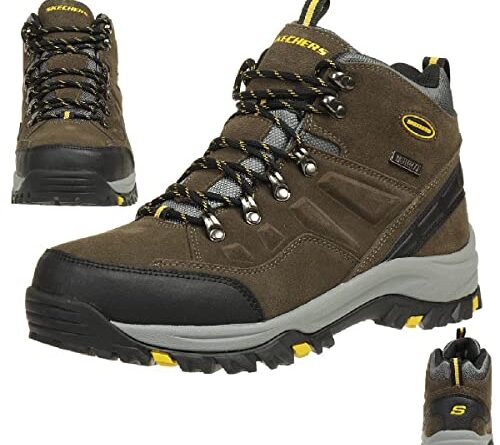 Skechers Men's Relment Pelmo Hiking Boot, Khaki, 10 Wide