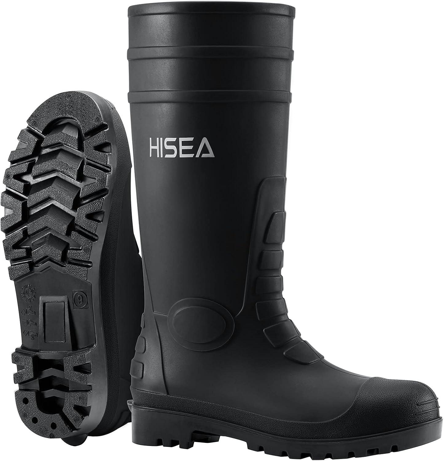 Testing HISEA Steel Toe Rain Boots in‌ Tough Work