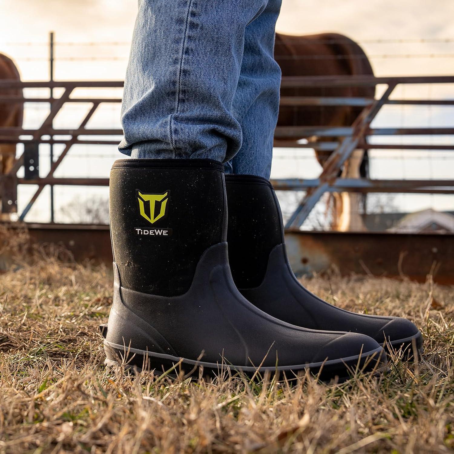 testing TIDEWE Rubber Boots on Wet, Tough Ground